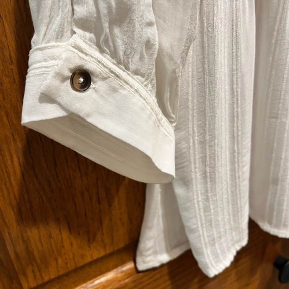 Anthropologie Maeve Isolode White Semi-Sheer Long Sleeve Blouse - Size 8 - Picture 6 of 14